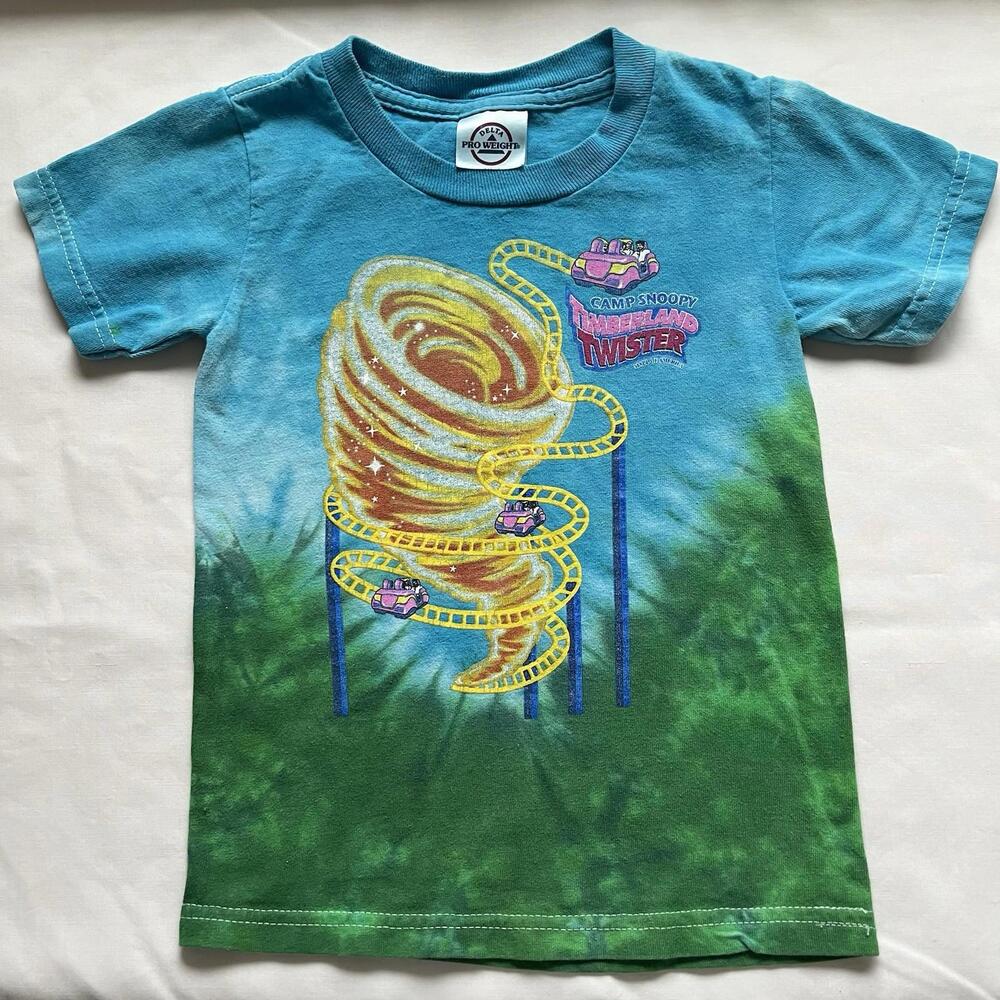 Vintage Y2K Camp Snoopy Timberland Twister Mall Of America Kids XS Tie Dye Shirt